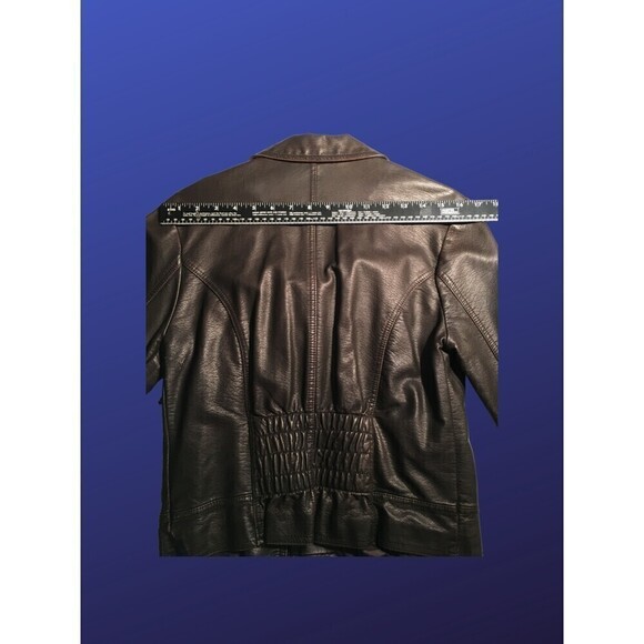 SAY WHAT? Faux Leather Cropped Moto Biker Jacket, BROWN, Women’s L, VGUC - Picture 8 of 12